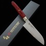 Couteau japonais Santoku - ZANMAI - Série Revolution - Manche Décagonal Rouge - Acier SG2 - Dimension: 15cm