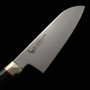 Couteau japonais Santoku (petit) - ZANMAI - Série Revolution - Manche Décagonal Noire - Acier SG2 - Dimension: 15cm