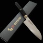 Couteau japonais Santoku (petit) - ZANMAI - Série Revolution - Manche Décagonal Noire - Acier SG2 - Dimension: 15cm