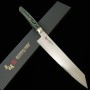 Couteau japonais Kiritsuke - ZANMAI - Série Revolution - Manche Décagonal Verte - Acier SPG2 - Dimension: 23cm