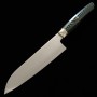 Couteau japonais Santoku - ZANMAI - Série Revolution - Manche Décagonal Verte - Acier SPG2 - Dimension: 18cm