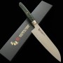 Couteau japonais Santoku - ZANMAI - Série Revolution - Manche Décagonal Verte - Acier SPG2 - Dimension: 18cm