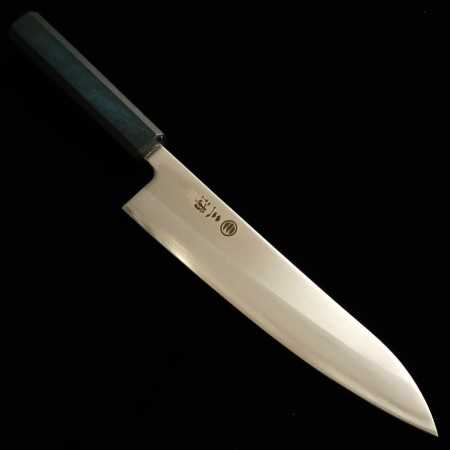 Couteau du Chef Gyuto Japonais - MIURA - Acier blanc au carbone No.1 - Manche de Bois indigo - Taille:21cm