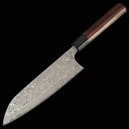 Couteau du Santoku Japonais - MASAKAGE - série de Kumo - Acier inoxydable VG10 - Finition Dama - Taille: 17cm