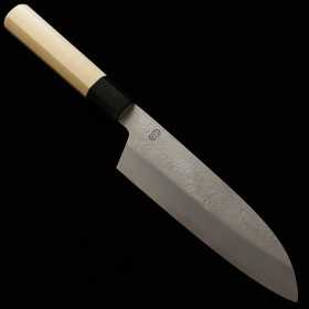 Couteau japonais santoku - SAKAI KIKUMORI - Série Kikuzuki Nashi - Shirogami 2- Taille:18cm