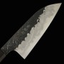 Couteau du Santoku Japonais -MANAKA KISUKE - Série de Enn - Acier bleu au carbone No.1 - Kurouchi - Taille : 16.5cm