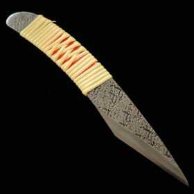 Kiridashi fujimaki fait main - MIURA - Acier super bleu - Manche courbe - Taille:24/30mm