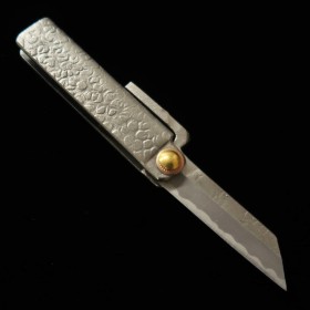 Couteau de poche Japonais - TOMITA - Higo Kogatana - Acier blanc au carbone - Finition martelée - Taille : 4.2cm