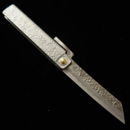 Couteau de poche Japonais - TOMITA - Higo Kogatana - Acier blanc au carbone - Finition martelée - Taille : 7.3cm