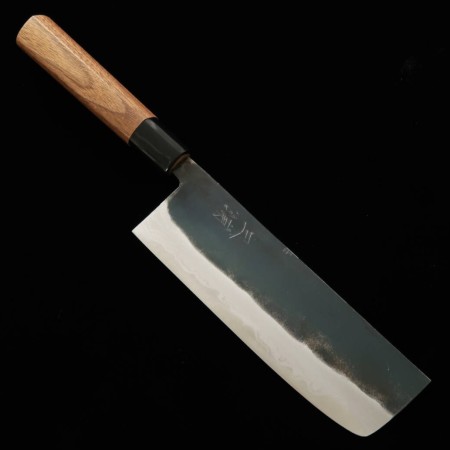 Couteau du Nakiri Japonais - MIURA - Acier blanc au carbone No.2 - Kurouchi - Damas - Taille : 16.5cm