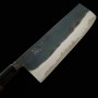 Couteau du Nakiri Japonais - MIURA - Acier blanc au carbone No.2 - Kurouchi - Damas - Taille : 16.5cm