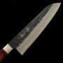 三浦刃物 MIURA KNIVES 青紙スーパー 　黒打ち槌目　三徳　165ｍｍ　赤合板