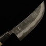 Couteau à barbecue japonais Nikukiri - MIYAZAKI KAJIYA - Acier bleu au carbone No.2 - Damas - Kurouchi - Taille : 18cm