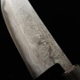 Couteau à barbecue japonais Nikukiri - MIYAZAKI KAJIYA - Acier blanc au carbone No.2 - Damas - Kurouchi - Taille : 18cm