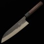 Couteau du Santoku Japonais - ANRYU - Acier bleu super carbone - Finition martelée - Kurouchi - Taille : 18cm