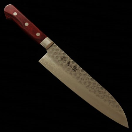 Couteau Santoku japonais - SUISIN - Damascus Wine Series - Taille : 18cm