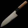 Couteau du Santoku Japonais - NIGARA - Acier inoxydable VG10 - Finition martelée - Damas - Taille : 18cm