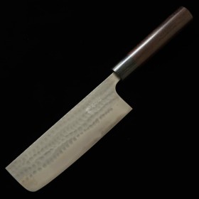 Couteau du Nakiri Japonais - ANRYU - Acier bleu au carbone No.2 - Finition martelée - Taille : 16.5cm