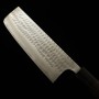 Couteau du Nakiri Japonais - ANRYU - Acier bleu au carbone No.2 - Finition martelée - Taille : 16.5cm