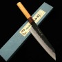 Couteau du Chef Japonais Kiritsuke - SAKAI TAKAYUKI - Acier bleu super carbone - Finition martelée - Kurouchi - Taille : 19cm