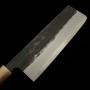 Couteau du Nakiri Japonais - SUISIN - Kenji Togashi - Acier blanc au carbone No.2 - Kurouchi - Taille : 16.5cm