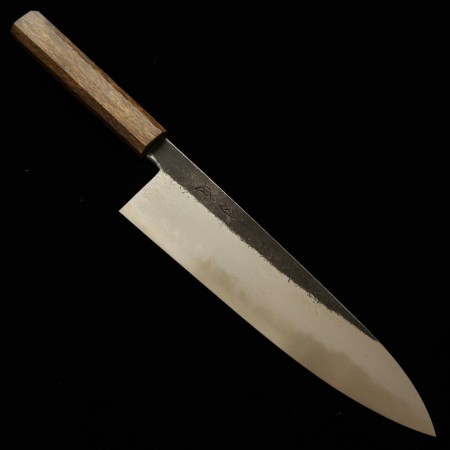 Japanese Chef knife Gyuto - HADO - Blue steel No.1 - Kurouchi - Oak wood handle - Size : 24cm