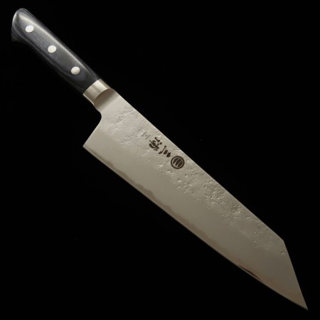 Couteau japonais Kiritsuke Santoku - MIURA - Carbone bleu 2 - Nashiji - Manche bleu - Taille:19.5cm