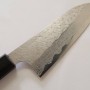 Japanese Santoku Knife - NIGARA - SPG STRIX - Hammered Damascus Finish - Rose Wood Handle - Size:16.5cm