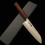 Japanese Santoku Knife - MIURA - Stainless VG10 - Hanagasumi - Oak wood handle - Size : 16.5cm