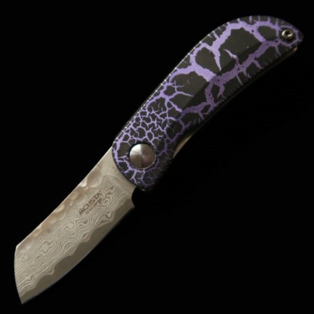 Japanese pocket knife - Mcusta - Infinity 021 - Purple Heizu Damascus Hammered - MC-021DHD12 - size: 4.5cm