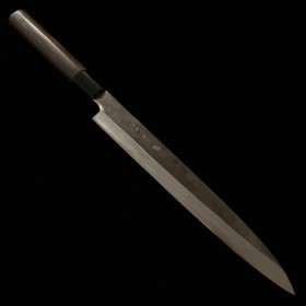 Japanese yanagiba knife - MIWA - White steel No.1 - Kurouchi - Chestnut wood handle - Size : 24cm