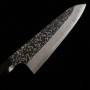 Japanese Chef Knife Gyuto - Hatsukokoro - SLD - Kurouchi Damascus - Blast Finish - Ebony wood Handle - size: 21cm