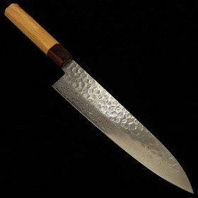 Japanese Chef Knife Gyuto - MIURA - AUS10 - Hanmmered Damascus - Zelkova wood Handle - size:21cm
