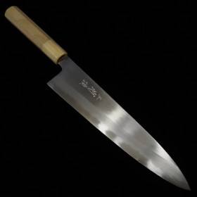Couteau de chef japonais gyuto - MIURA - Itadaki Series - Yoshikazu Tanaka - acier blanc 2 -shinogi - Taille:21/24cm