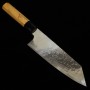 Couteau japonais santoku bunka - YUTA KATAYAMA - VG-10 - série nickel damas - Taille:16.5cm