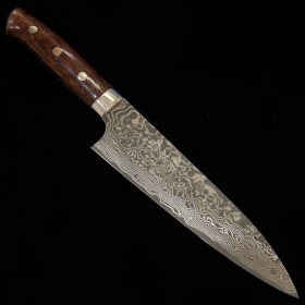 Couteau japonais de Chef Gyuto - TAKESHI SAJI - Acier Damascus R2 Black Finish - Dimension: 18 / 21/24cm