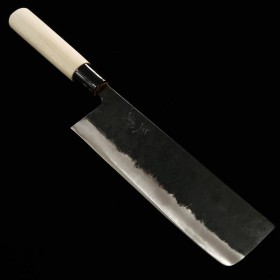 Japanese Wide Nakiri knife - MIURA - - Kurouchi - Magnolia wood handle - Size : 18.5cm