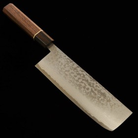 Japanese Nakiri knife - MIURA - Rumon series - Stainless VG10 - Damascus - Walnut wood handle - Size : 16.5cm