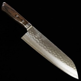 Japanese Santoku knife - MIURA - Kokuryu series - Stainless VG10 - Hammered - Damascus - Ash wood handle - Size : 17cm