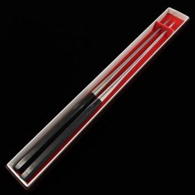 Moribashi - manche en bois d'ébène polygonal - acier inoxydable Honyaki - 29 / 32cm
