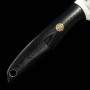 Japanese Knife - Outdoor Knife - NIGARA - VG XEOS - Damascus Finish - Black Plywood Handle - Size:8.5cm