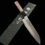 Japanese santoku knife - HATSUKOKORO - Hayabusa - VG10 - Damascus Hammered - teakwood handle - Size:18cm