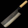 Japanese Nakiri Knife - MASAKAGE - Carbon Blue Super - black finished by small stones - Size: 16.5cm