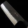 Japanese Nakiri Knife - MASAKAGE - Carbon Blue Super - black finished by small stones - Size: 16.5cm