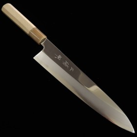 Japanese Single-bevel Chef knife Gyuto - MIURA OBIDAMA - Stainless Ginsan - Mirror finish - Magnolia wood handle - Size : 24cm