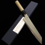 Japanese Chef knife Kiritsuke Gyuto - SAKAI KIKUMORI - Kikuzuki series - Stainless Ginsan - Magnolia wood handle - Size : 21cm