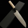 Japanese Santoku knife - MIURA - Stainless AUS10 - Hammered - Damascus - Magnolia wood handle - Size : 16.5cm