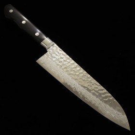 Japanese Santoku Knife - MIURA - Stainlass steel - 17layer Ddamascus - Hammered - Plywood Handle - size: 18cm