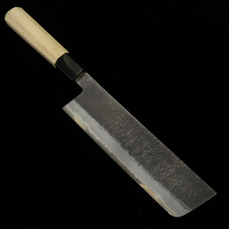 Japanese Nakiri Knife - Ajikataya - Hinoura - White carbon steel No.2 - Magnoliawood - size: 17cm