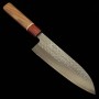 Japanese Santoku knife - MIURA - Fubuki series - Stainless SG2 - Hammered - Walnut wood handle - Size : 17cm